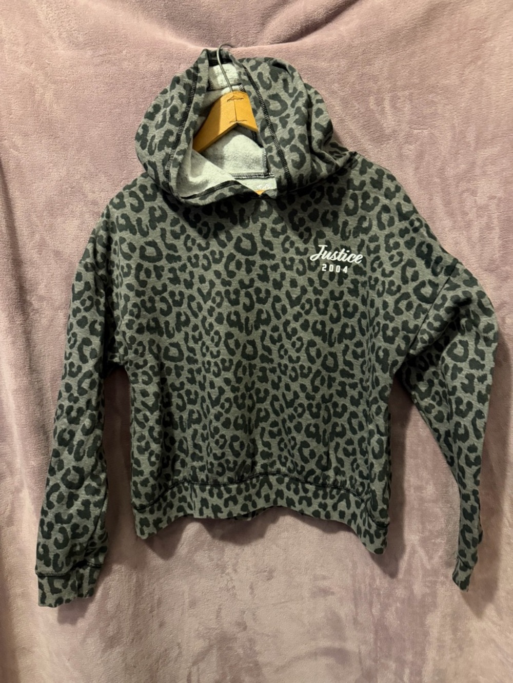 Justice Girls' Gray Leopard Print Hoodie and Sweatpants
